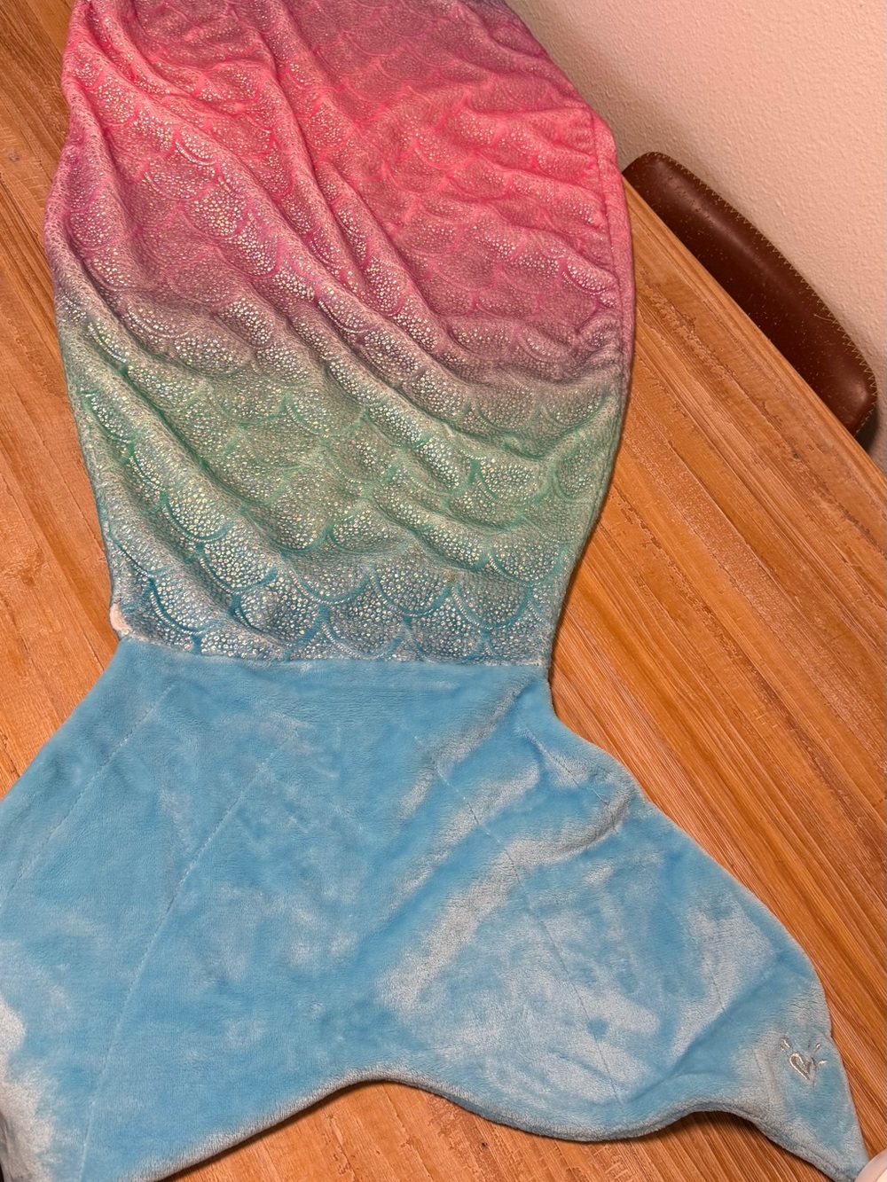 Justice Girls Mermaid Tail Blanket Soft Plush Pink, Teal & Blue